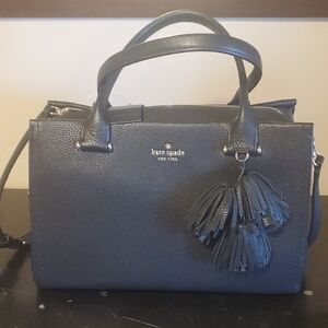 Kate Spade Black Leather Satchel with Tassel.nwt